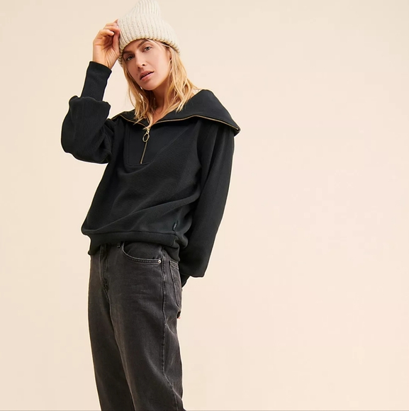 Varley Vine Ribbed Half Zip Pullover Black Women's Small - Picture 9 of 10